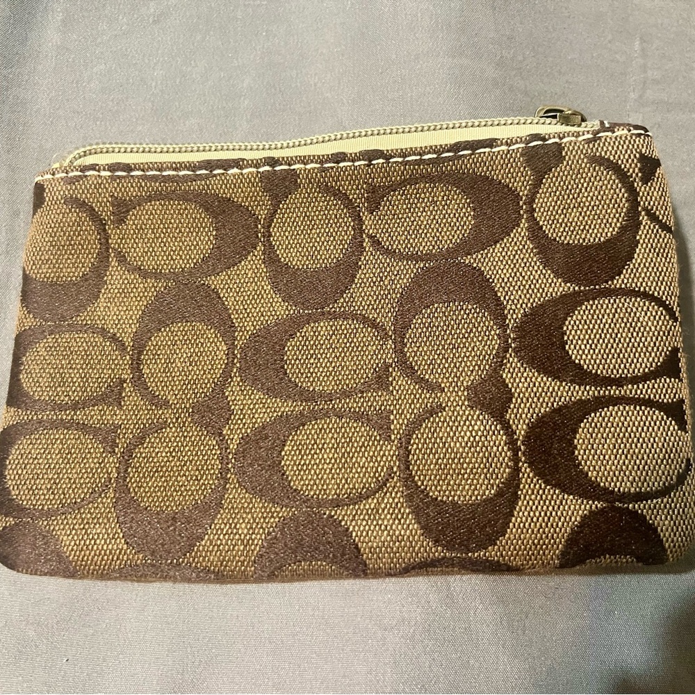 Coach Brown and Tan Wristlet